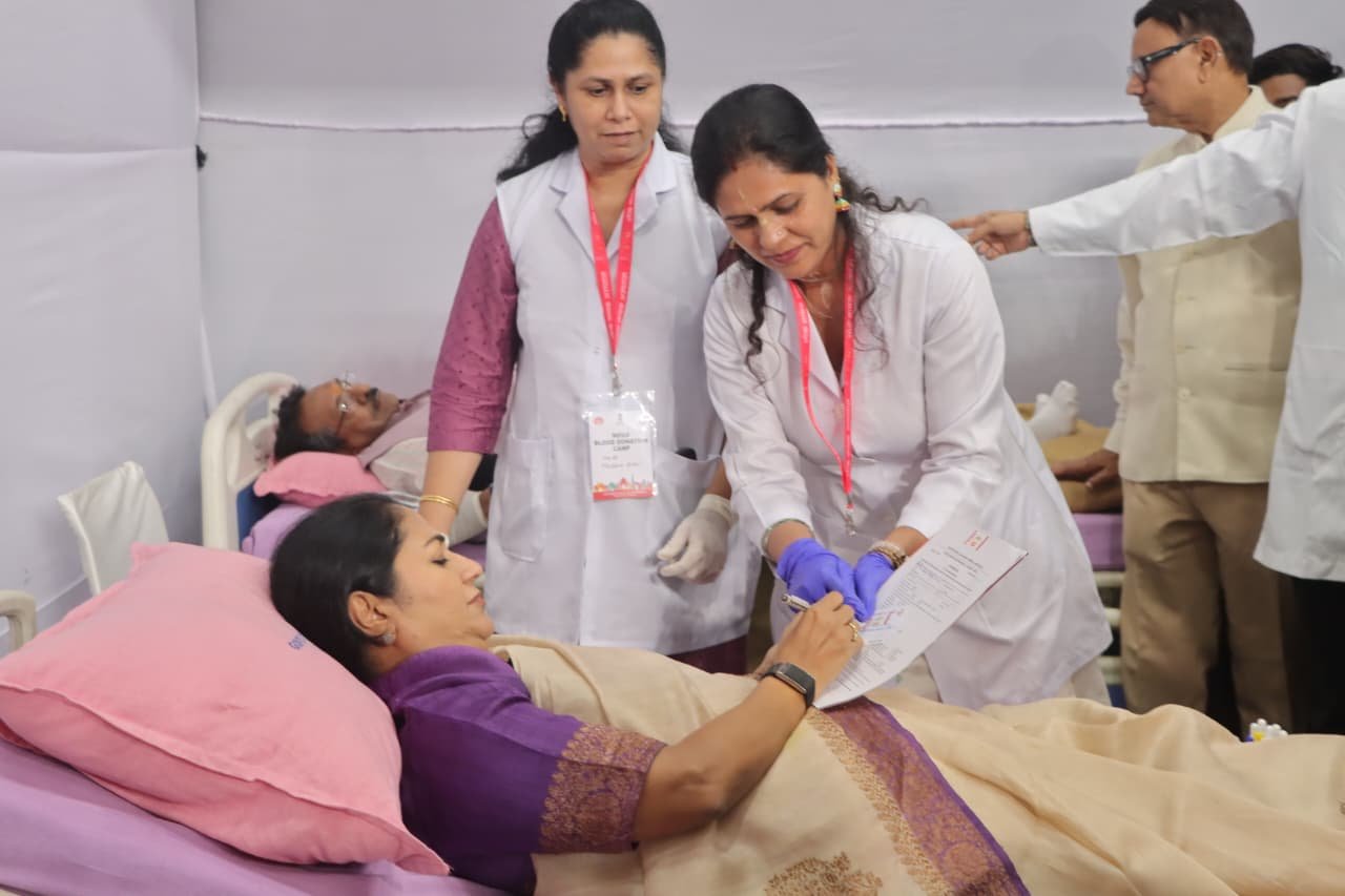 ‘Seva Sankalp Abhiyan’: CM Rekha Gupta donates blood at mega blood donation camp at Thyagaraj Stadium, gives message of public service