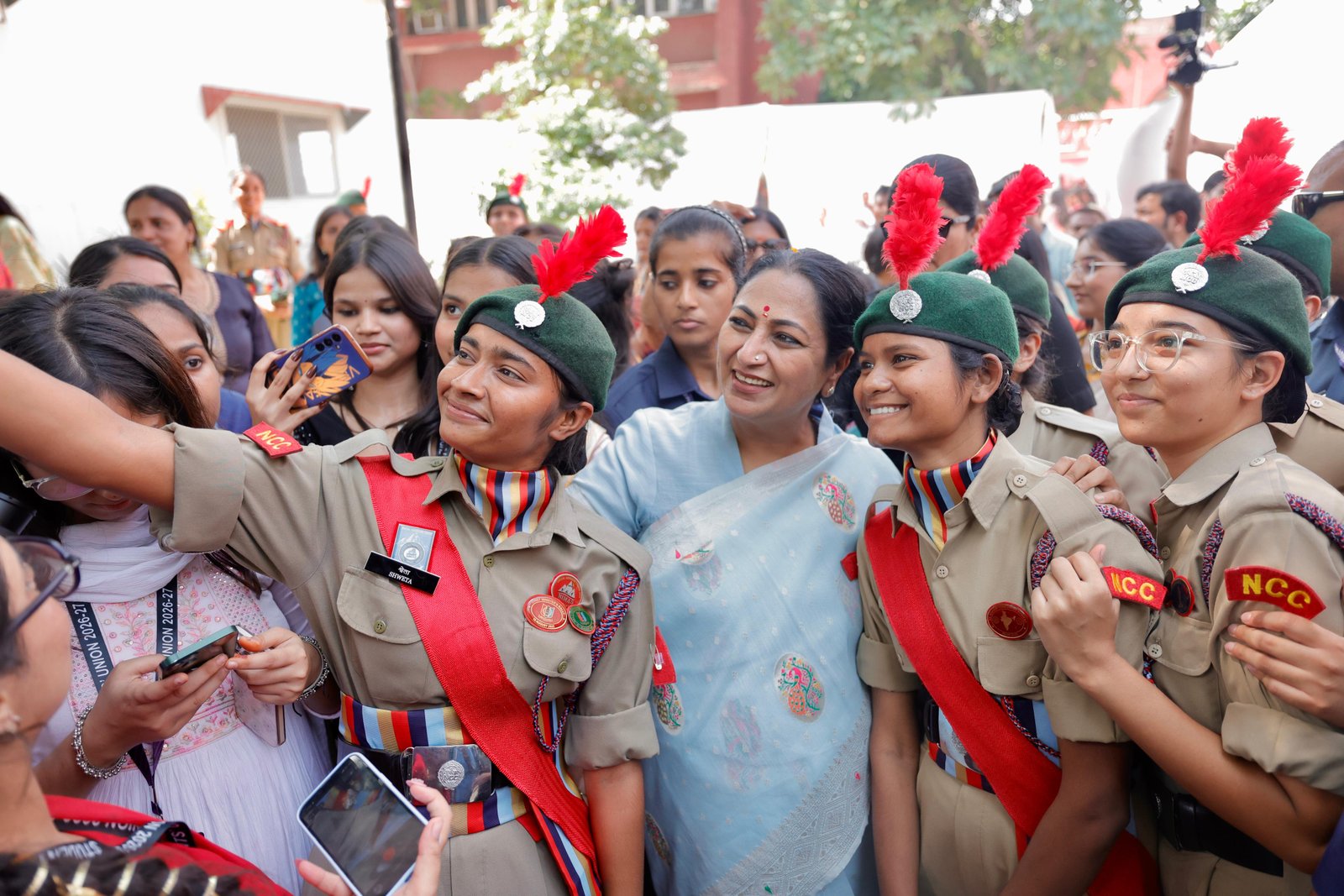 Chief Minister Rekha Gupta interacts with students at Maitreyi College’s ‘Yuva Manthan: Tradition and Progress’ programme during Diamond Jubilee celebrations
