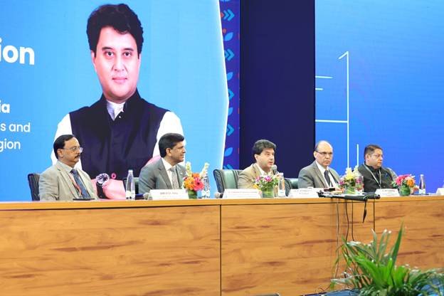 Jyotiraditya M. Scindia Holds Media Interaction at India Mobile Congress 2026; Calls for Taking Indian Technologies to the World