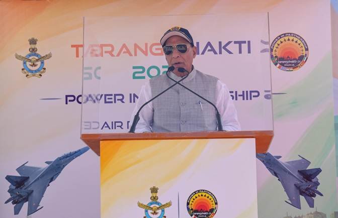 Rajnath Singh Stresses Defence Self-Reliance, Global Cooperation at Tarang Shakti 2026