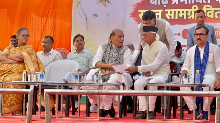 Rajnath Singh Visits Flood-Hit Faizullaganj, Assures Relief and Permanent Solution to Recurring Floods