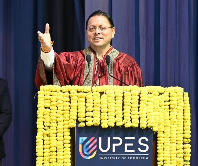 CM Pushkar Singh Dhami Attends UPES’s 24th Convocation, Urges Youth to Become Job Creators