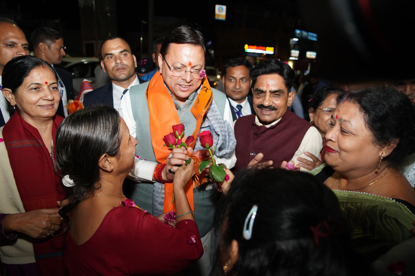 Chief Minister Pushkar Singh Dhami Receives Grand Welcome from Locals and Youth in Rishikesh
